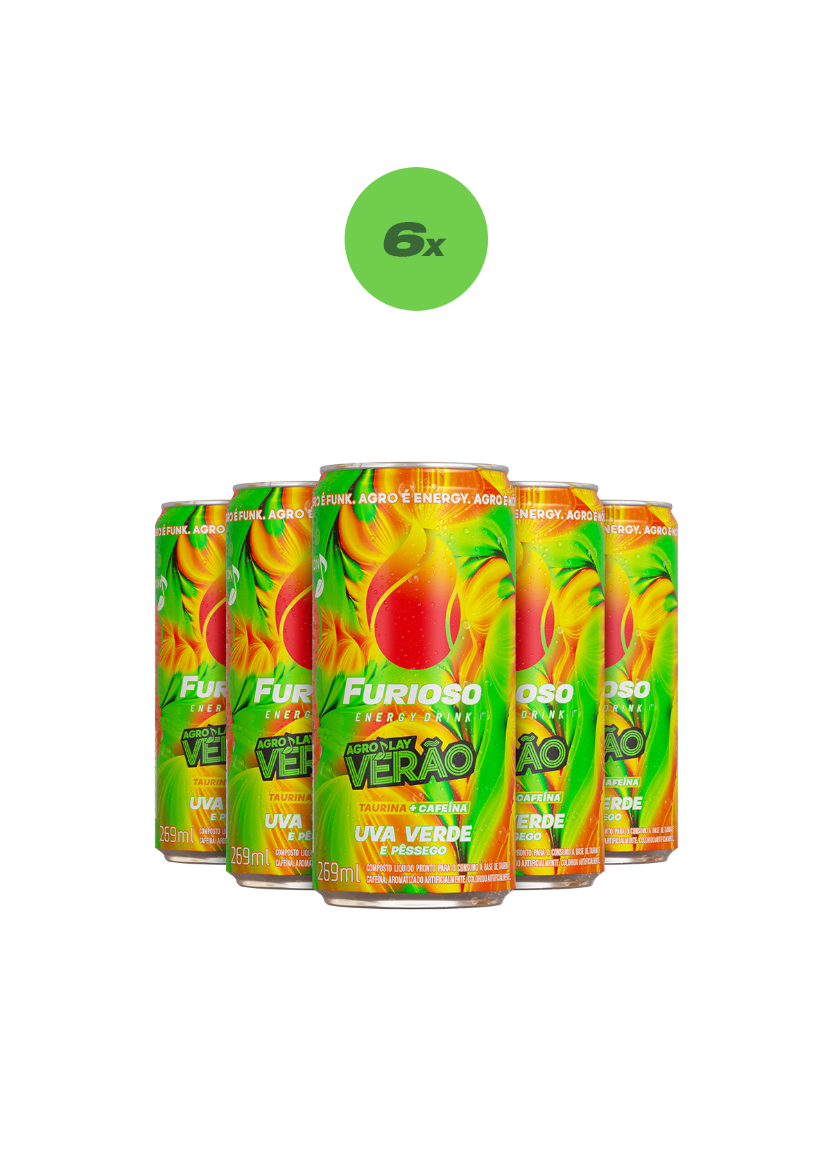 Pack 6 Furioso Uva Verde e Pêssego 269ml