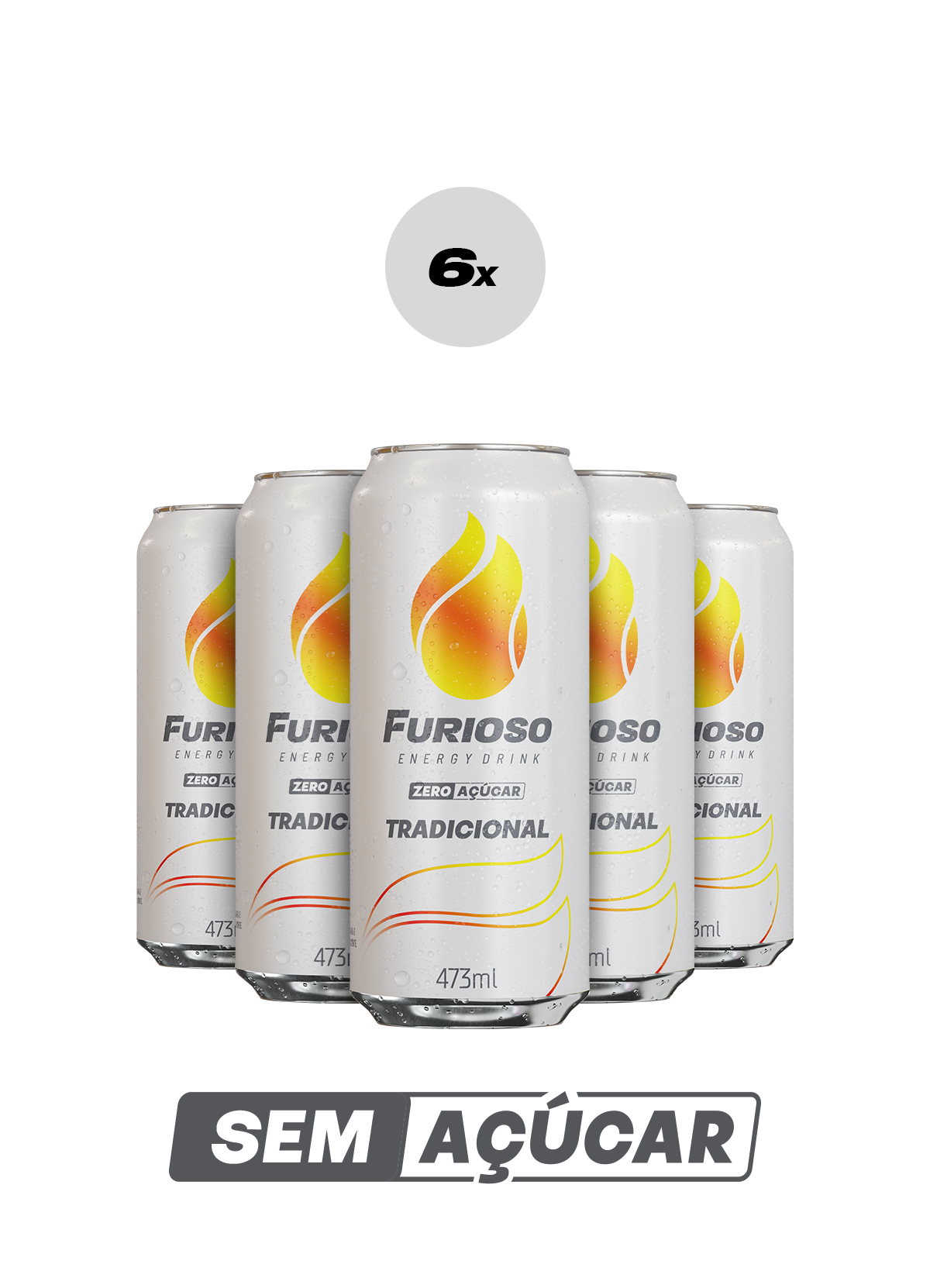 Pack 6 Furioso Tradicional Sem Açúcar 473ml